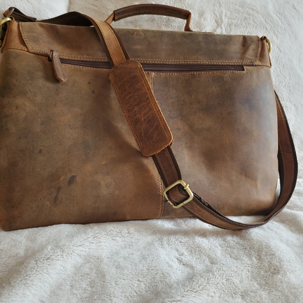 Brown Leather Messenger Bag - Picture 3 of 12